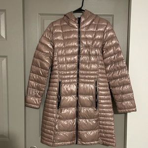 Calvin Klein Long Pink Puffer Jacket with Hood